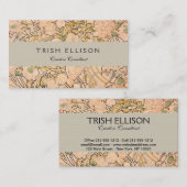 アルフォンスミュシャアールヌーボーペオニー 名刺 (正面/裏面)