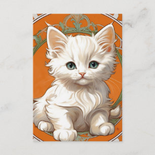 アルフォンスミュシャアールヌーボーホワイトキッテン エンクロージャーカード