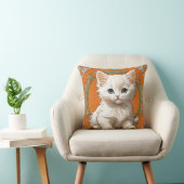 アルフォンスミュシャアールヌーボーホワイトキッテン クッション (椅子)