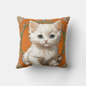 アルフォンスミュシャアールヌーボーホワイトキッテン クッション (裏面)