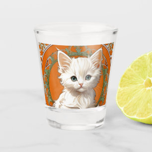 アルフォンスミュシャアールヌーボーホワイトキッテン ショットグラス