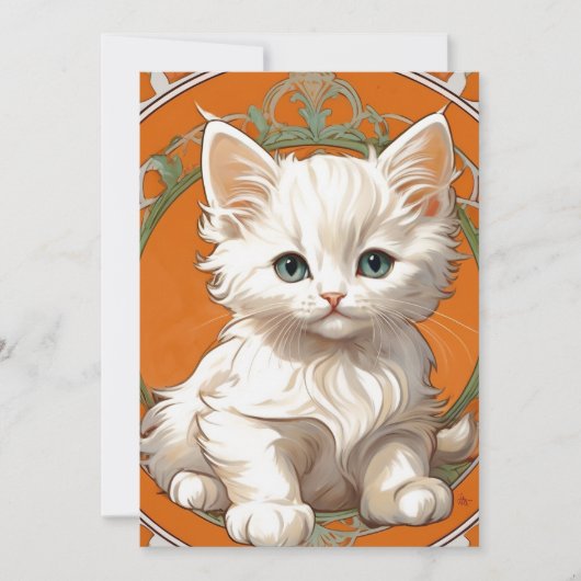 アルフォンスミュシャアールヌーボーホワイトキッテン セーブザデート (正面)