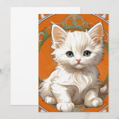 アルフォンスミュシャアールヌーボーホワイトキッテン セーブザデート (正面/裏面)