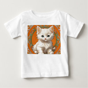アルフォンスミュシャアールヌーボーホワイトキッテン ベビーTシャツ