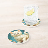 アルフォンスミュシャアールヌーボーホワイトキャット コースター (側面)