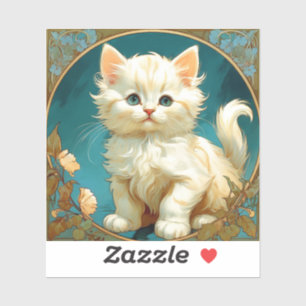 アルフォンスミュシャアールヌーボーホワイトキャット シール