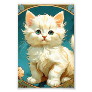 アルフォンスミュシャアールヌーボーホワイトキャット フォトプリント