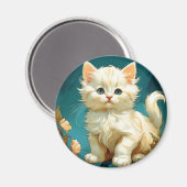 アルフォンスミュシャアールヌーボーホワイトキャット マグネット (正面/裏面)