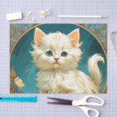 アルフォンスミュシャアールヌーボーホワイトキャット 薄葉紙 (クラフト)