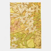 アルフォンスミュシャアールヌーボーユリ花 キッチンタオル (縦)