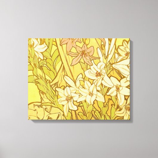 アルフォンスミュシャアールヌーボーユリ花 キャンバスプリント (正面)