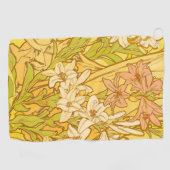 アルフォンスミュシャアールヌーボーユリ花 ゴルフタオル (横)