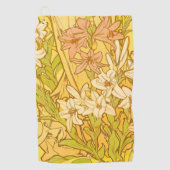 アルフォンスミュシャアールヌーボーユリ花 ゴルフタオル (正面)