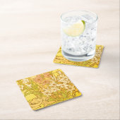 アルフォンスミュシャアールヌーボーユリ花 スクエアペーパーコースター (インサイチュ)