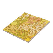 アルフォンスミュシャアールヌーボーユリ花 タイル (側面)