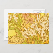 アルフォンスミュシャアールヌーボーユリ花 ポストカード (正面/裏面)