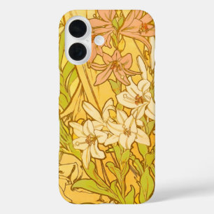 アルフォンスミュシャアールヌーボーユリ花 iPhone 16ケース