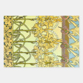 アルフォンスミュシャアールヌーボーリリフローラルパターンラップ ラッピングペーパーシート (正面)