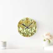 アルフォンスミュシャアールヌーボーリリーパターン ラウンド壁時計 (ホーム)