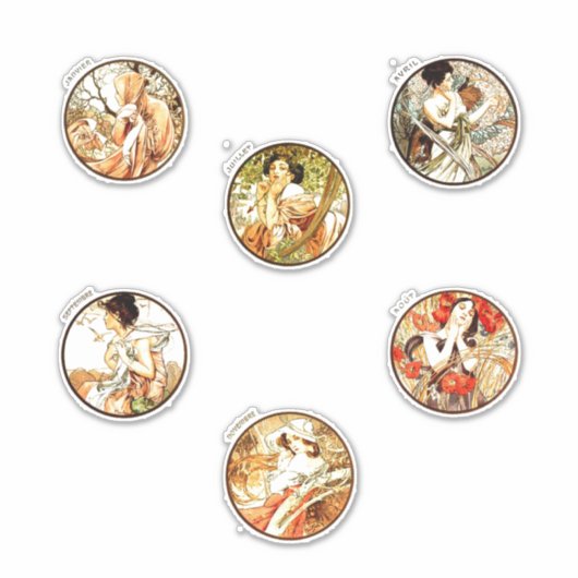 アルフォンスミュシャアールヌーボー女子シーズンエレガント シール (正面)