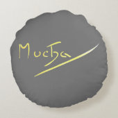 アルフォンスミュシャアールヌーボー抽象芸術アートグレーイエロ ラウンドクッション (裏面)