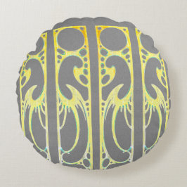 アルフォンスミュシャアールヌーボー抽象芸術アートグレー ラウンドクッション