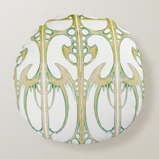 アルフォンスミュシャアールヌーボー抽象芸術アート ラウンドクッション (正面)
