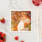 アルフォンスミュシャアールヌーボー春 スタンダードカクテルナプキン (インサイチュ)