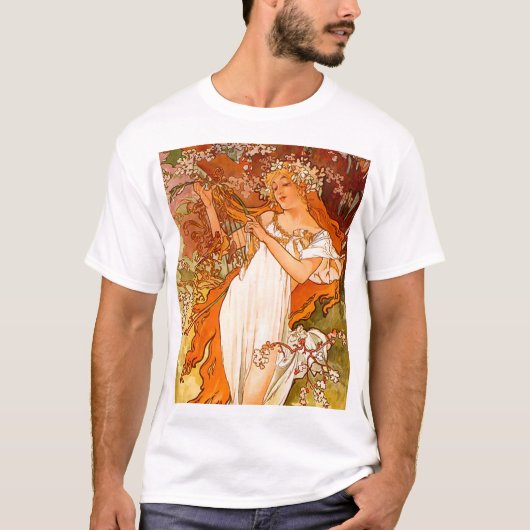 アルフォンスミュシャアールヌーボー春 Tシャツ (正面)