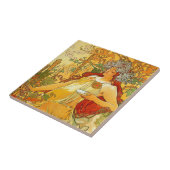 アルフォンスミュシャアールヌーボー秋 タイル (側面)