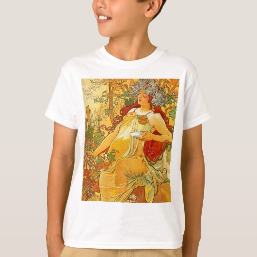 アルフォンスミュシャアールヌーボー秋 Tシャツ (正面)
