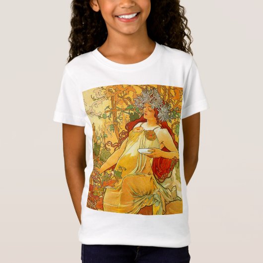 アルフォンスミュシャアールヌーボー秋 Tシャツ (正面)