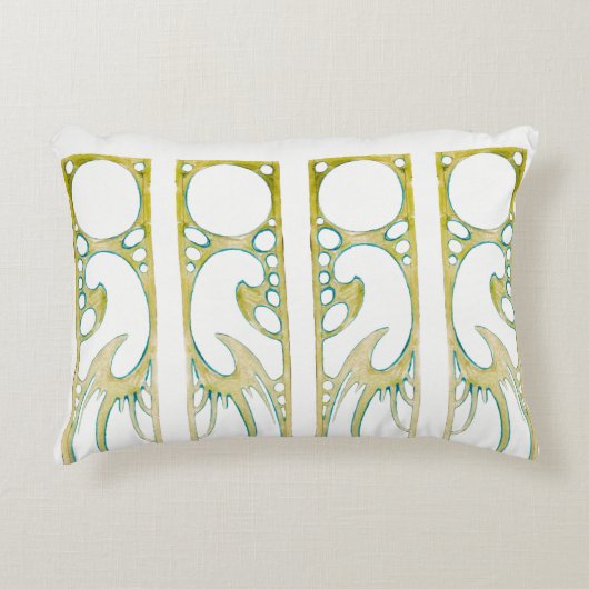 アルフォンスミュシャアールヌーボー装飾枠ストライプ アクセントクッション (正面)