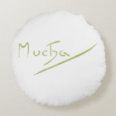 アルフォンスミュシャアールヌーボー装飾枠ストライプ ラウンドクッション (裏面)