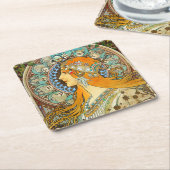 アルフォンスミュシャアールヌーボー〔占星術の〕十二宮図 スクエアペーパーコースター (アングル)