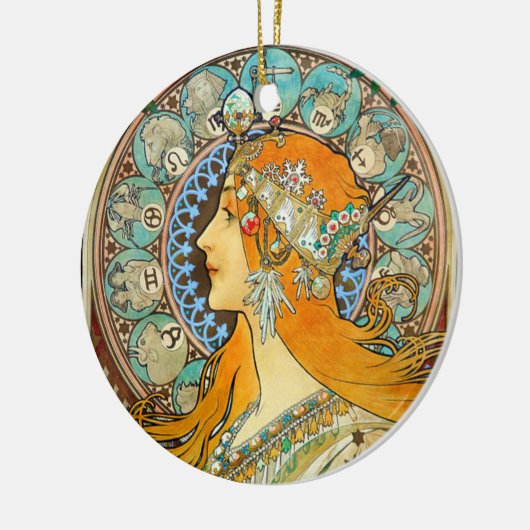 アルフォンスミュシャアールヌーボー〔占星術の〕十二宮図 セラミックオーナメント (左)