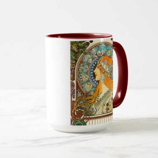 アルフォンスミュシャアールヌーボー〔占星術の〕十二宮図 マグカップ (正面右)