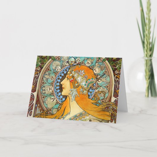 アルフォンスミュシャアールヌーボー〔占星術の〕十二宮図 招待状 (正面)