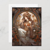 アルフォンスミュシャインスパイアアールヌーボー ポストカード (正面/裏面)