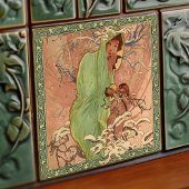 アルフォンスミュシャウィンターシーズンアールヌーボーヴィンテージ タイル