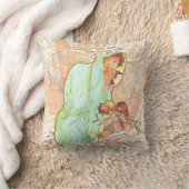 アルフォンスミュシャウィンターヴィンテージアールヌーボー絵画ズ クッション (ブランケット)