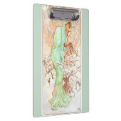 アルフォンスミュシャウィンターヴィンテージアールヌーボー絵画ズ クリップボード (右)