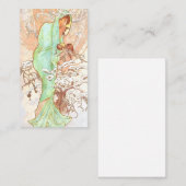 アルフォンスミュシャウィンターヴィンテージアールヌーボー絵画ズ 名刺 (正面/裏面)