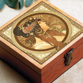 アルフォンスミュシャウーマンポートレートアールヌーボーヴィンテージ タイル