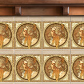 アルフォンスミュシャウーマンポートレートアールヌーボーヴィンテージ タイル