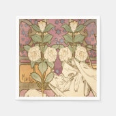 アルフォンスミュシャエレガントアールヌーボースターズカメリア スタンダードカクテルナプキン (正面)