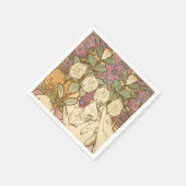 アルフォンスミュシャエレガントアールヌーボースターズカメリア スタンダードカクテルナプキン (角)