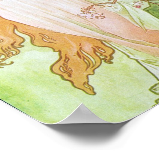 アルフォンスミュシャガールインガーデンアールヌーボー ポスター (角)