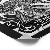 アルフォンスミュシャガールインブラックアンドホワイトアールヌーボー ポスター (角)