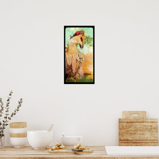 アルフォンスミュシャガールズバイザポンド ポスター (キッチン)